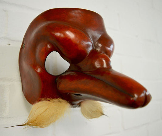 Red Leather 'Capitano 1' Commedia dell'Arte Theatre Mask Side View