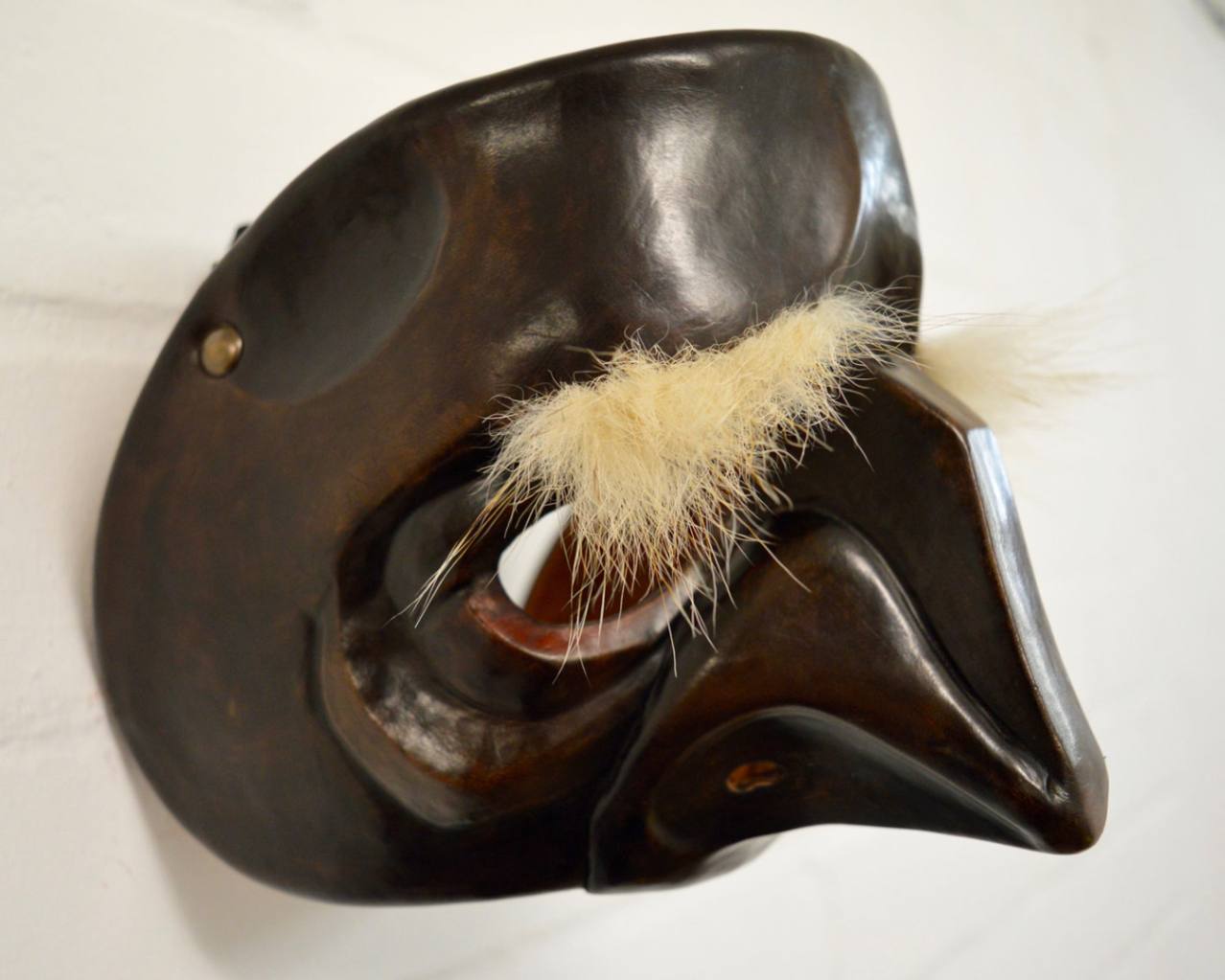 Brown Leather 'Pantalone 1' Commedia dell'Arte Theatre Mask Side View