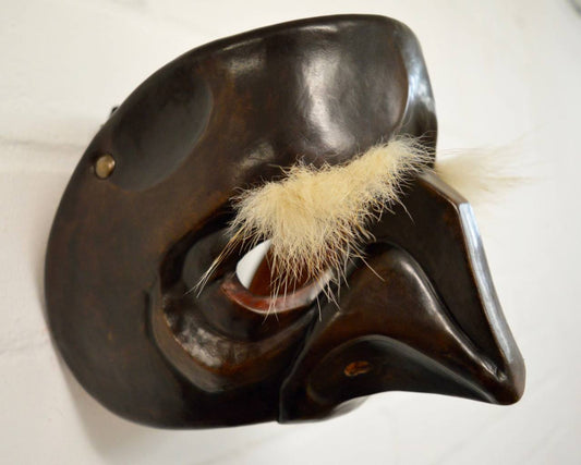 Brown Leather 'Pantalone 1' Commedia dell'Arte Theatre Mask Side View