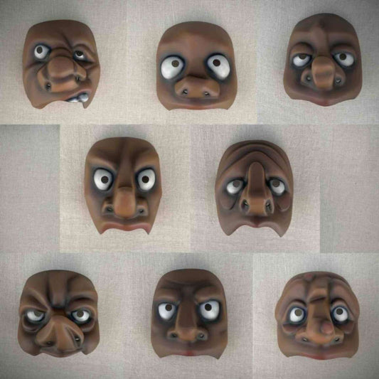 Character Half Mask Set of Eight Masks Dark Skin Tone