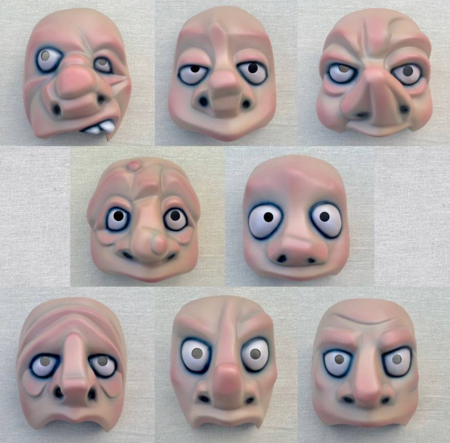 Character Half Mask Set of Eight Masks Light Skin Tone