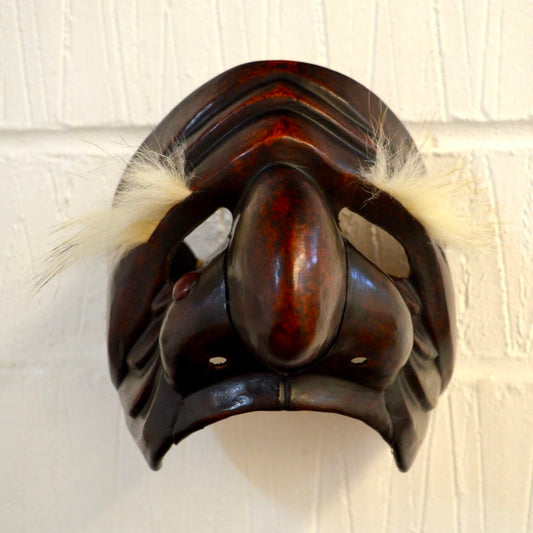 Brown Leather 'Pantalone 2' Commedia dell'Arte Theatre Mask Front View