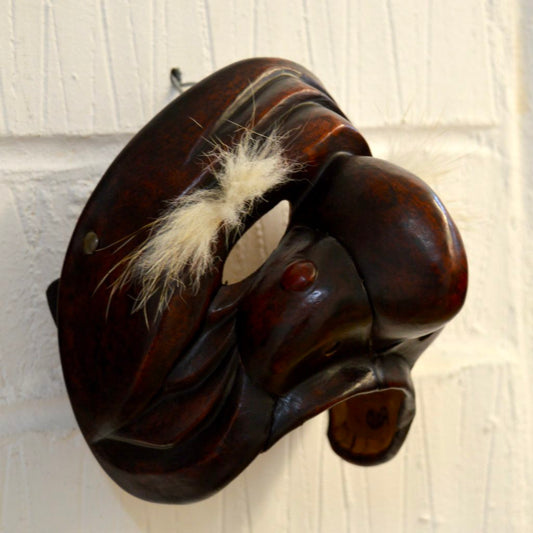 Brown Leather 'Pantalone 2' Commedia dell'Arte Theatre Mask Side View