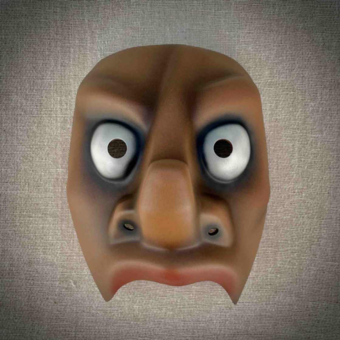 Petulant Character Half Mask Front View Dark Skin Tone