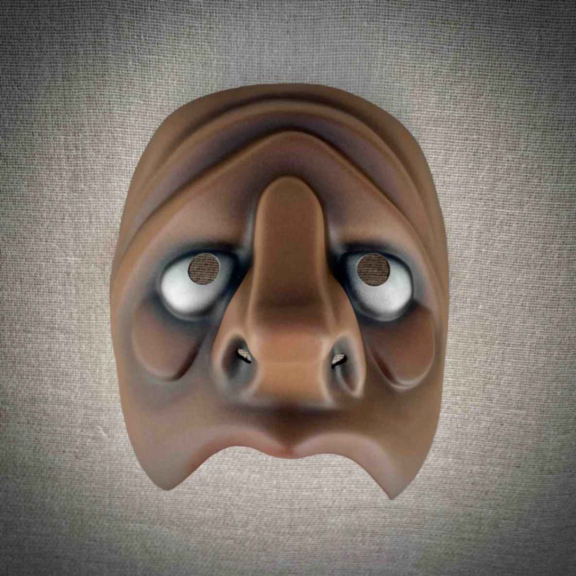 Thinker Character Half Mask Front View Dark Skin Tone