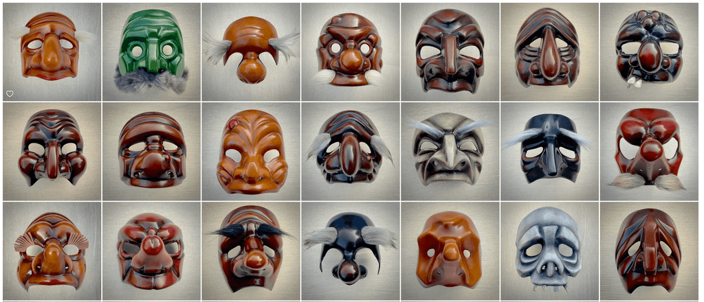 collection of colourful commedia dell arte masks